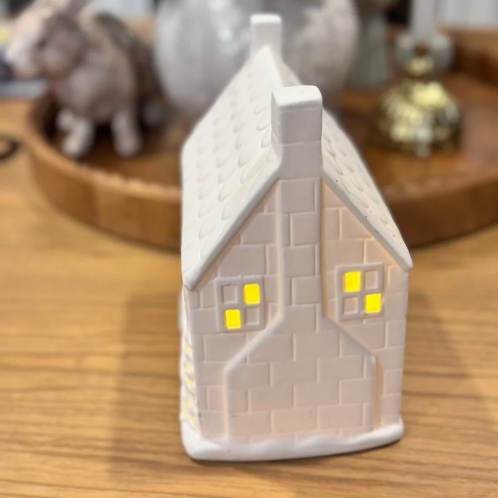 Ceramic Pre-lit Christmas Candy Cane House
